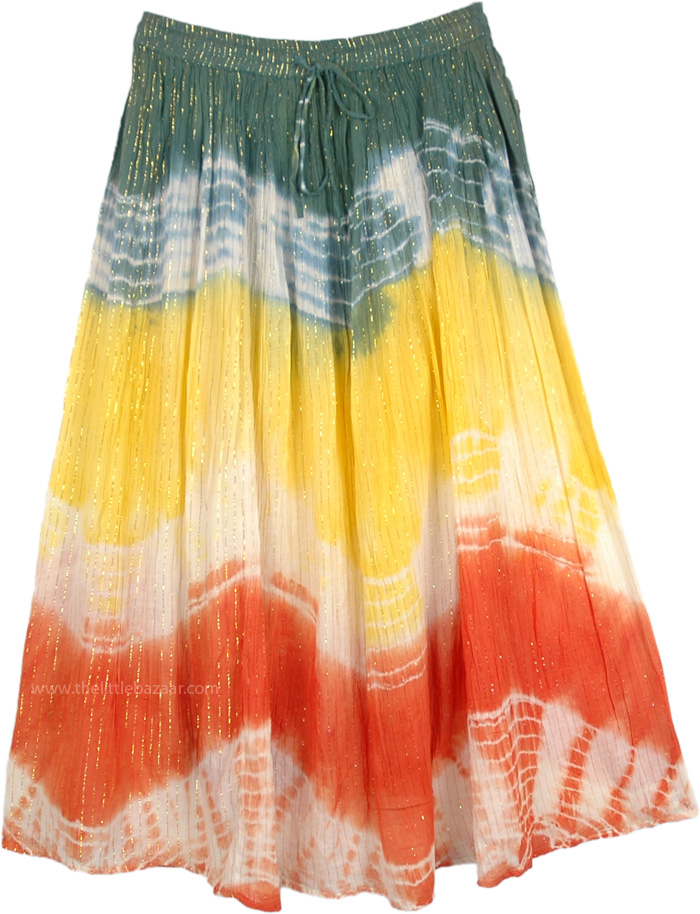 Solar Flares Tinsel Tie Dye Boho Summer Skirt
