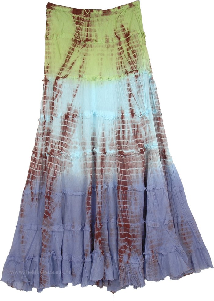 Bahama Beach Waters Tie Dye Long Skirt