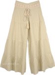 Antique Blonde Tiered Cotton WideLeg Pants