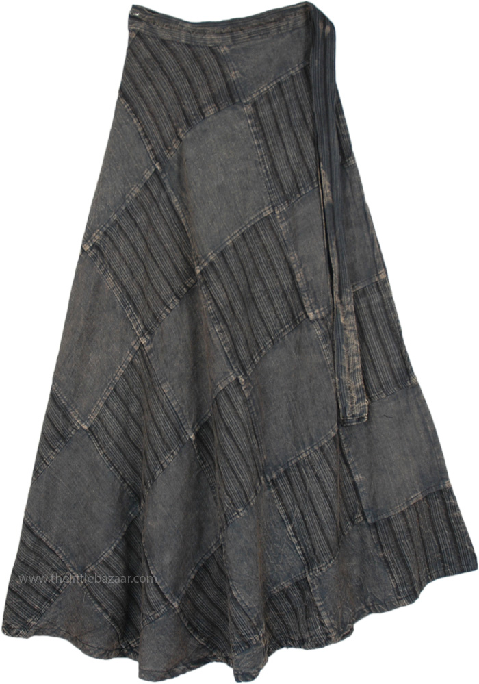 Dove Gray Cotton Long Boho Wrapper Skirt