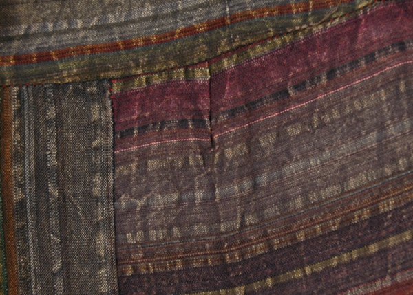 Striped Patchwork Long Skirt in Cotton Seersucker Fabric