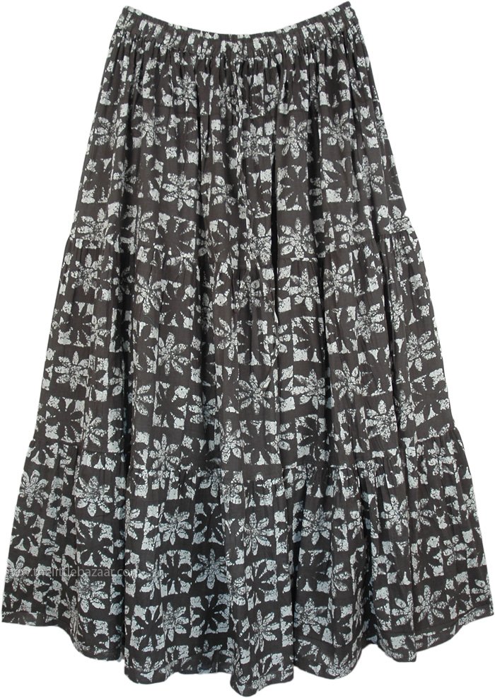 Floor Length Cotton Printed Summer Skirt in Floral