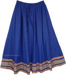 Bright Blue Eastern Long Skirt with Decorative Trim