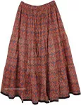 Peasant Style Long Summer Skirt in Cotton Printed 