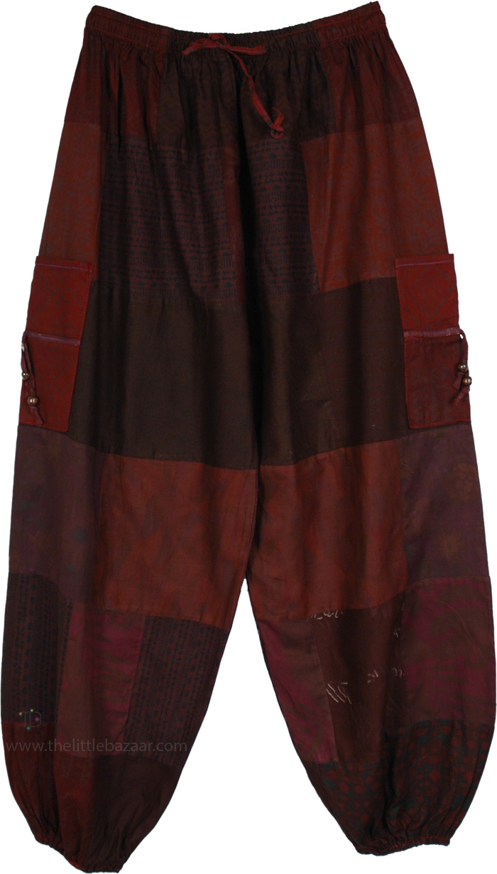 Rust Chocolate Patchwork Harem Adventure Pants