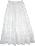 Periwinkle Milk White Crochet Lace Long Skirt