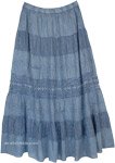 Stonewashed Mist Blue Maxi Boho Skirt