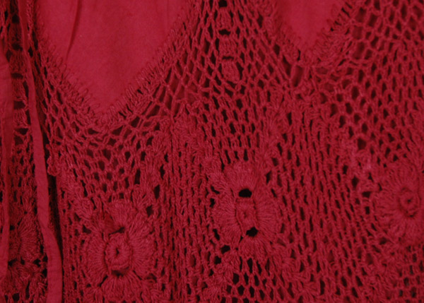 Mexican Red Cotton Crochet Dance Skirt