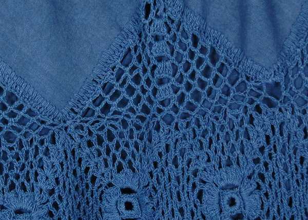 San Marino Blue Patchwork Cotton Crochet Skirt
