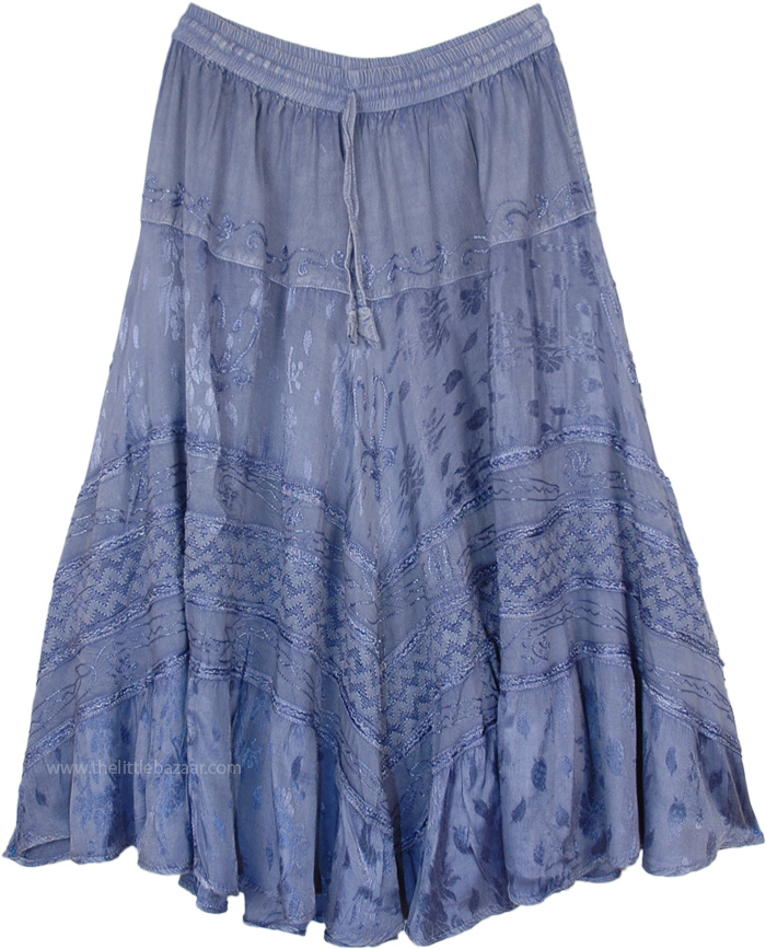Steel Blue Blush Skirt with Medieval Charm | Blue | patchwork ...
