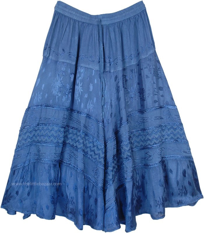Bali Mid-Length Western Style Rayon Skirt Blue | Blue | Stonewash ...