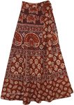 Brown Wrap Skirt with Block Printed Traditional Motifs