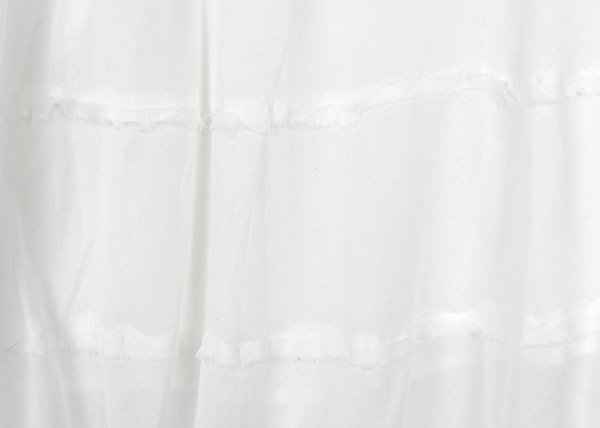 Glacier White Circular Long Cotton Skirt with Tiers