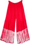 Tomato Red Palazzo Pants with Tie Dye Bottom in XL
