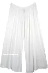 Crinkled Cotton Semi Sheer White Summer Pants