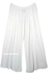 Crinkled Cotton Semi Sheer White Summer Pants