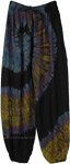 Flaming indigo Black Tie Dye Swirl Straight Harem Pants