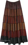Earthy Sunsets Patchwork Cotton Tiered Maxi Skirt