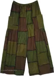 Forest Mosaic Patchwork Cotton Wide Leg Pants