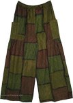 Forest Mosaic Patchwork Cotton Wide Leg Pants