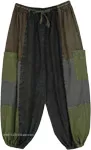 Earth Tone Cotton Patchwork Boho Harem Pants