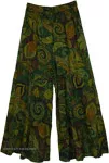 Cotton Palazzo Pants Vibrant Green Paisley Print