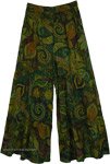 Cotton Palazzo Pants Vibrant Green Paisley Print