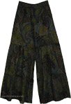 Midnight Paisley Tiered Cotton Palazzo Pants