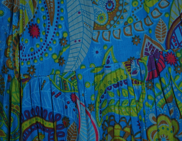 Aqua Swirls Paisley Wide Leg Tiered Cotton Pants