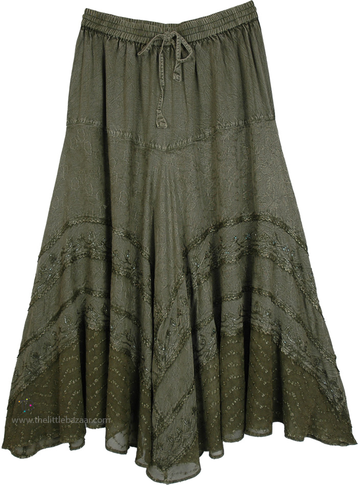 Moss Whisper Midi Fairy Festival Skirt