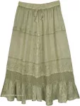 Sea Mist Fairy Embroidered Crochet Maxi Skirt