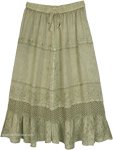 Sea Mist Fairy Embroidered Crochet Maxi Skirt