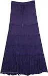 Violet Cascades Seven Tiers Tall Broomstick Cotton Skirt