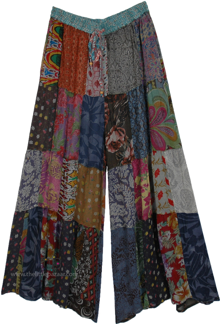 Wandering Tides Patchwork Grey Boho Pants