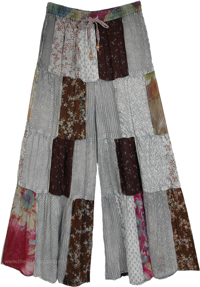 Artistic Fusion Overdyed Grey Flared Boho Pants