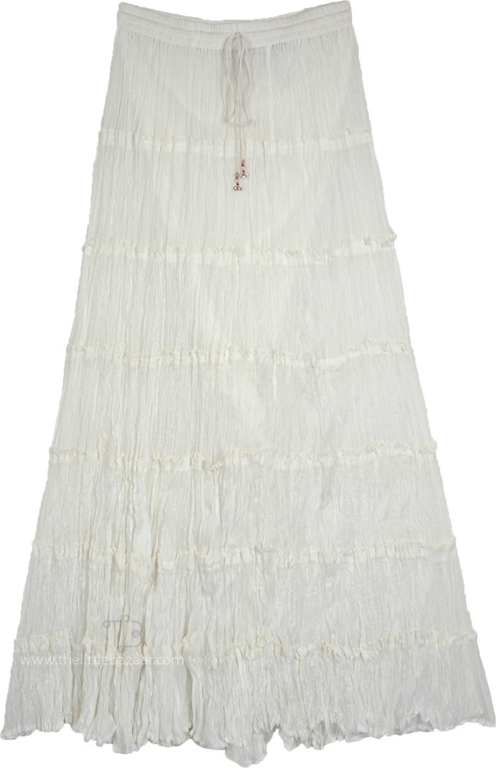 Flush Fairy White Cotton Broomstick Tall Skirt