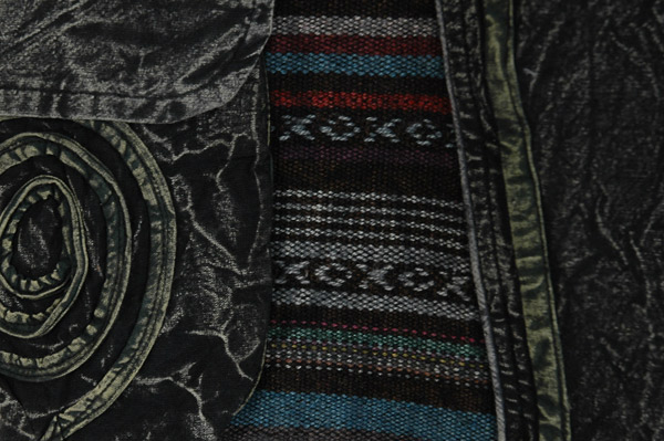 Gray Tribal Patchwork Cotton Cargo Pants