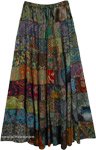 Green Mosaic Multi Panel Maxi Long Skirt