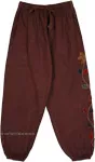 Cocoa Bloom Floral Applique Cotton Harem Pants
