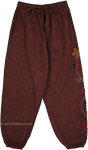Cocoa Bloom Floral Applique Cotton Harem Pants