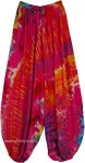 Fuchsia Burst Tie-Dye Flowy Harem Pants