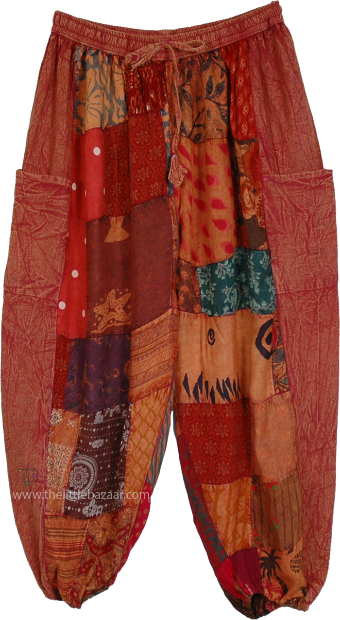 Cotton Rayon Everyday Boho Patchwork Pants