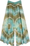 Aqua Olive Wide Leg Tie Dye Flowing Pants