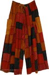 Fiery Sunset Patchwork Wide Leg Boho Pants