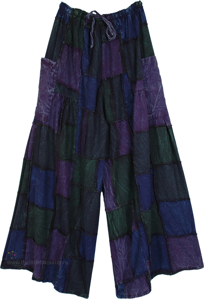 Mystic Jewel Cotton Wide Leg Patchwork Pants
