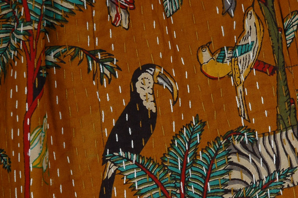 Golden Safari Hand-Stitched Kantha Resort Pants