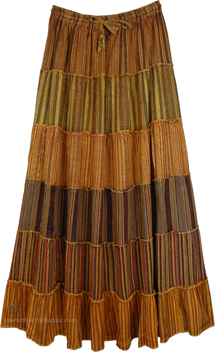 Golden Sunset Tiered Patch Skirt For Tall Women