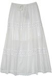 Cloud White Boho Beach Maxi Tiered Skirt