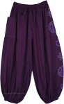Purple Peace Hippie Vibes Cotton Harem Pants