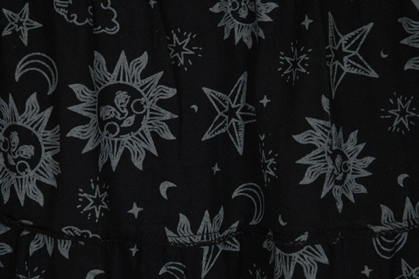 Black Star Moon Tiered Cotton Mystical Skirt
